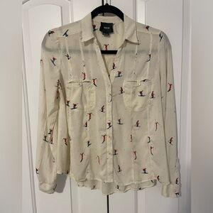 Maeve Anthropologie Larkin Skier Ski Resort Button Up
Shirt Blouse Size 6